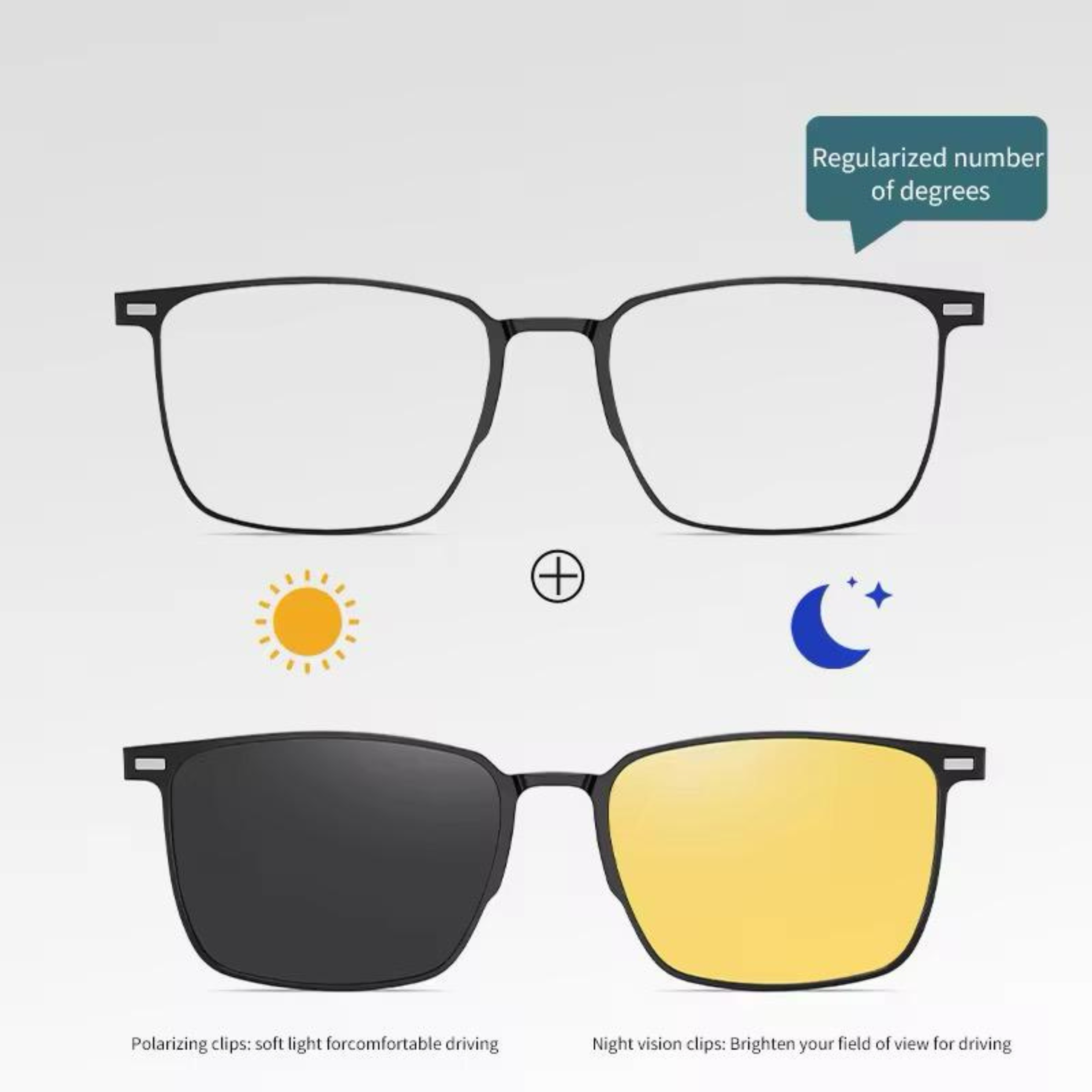 3-in-1 Magnetic Clip-On Eyeglasses | Polarized Day & Night Driving Clips | Prescription available