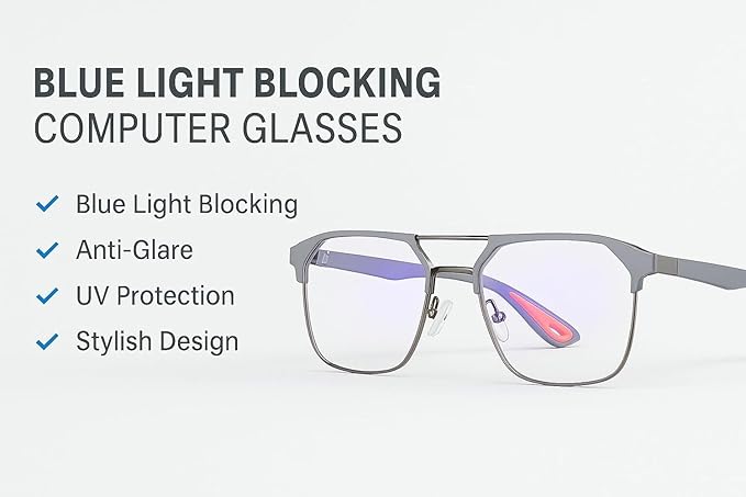 Eyeglasses Square Spectacles Clear Anti Blue Ray Blocking BlueCut Anti Glare Reduce zero Power Mobile computer Laptop Gaming protection For Men & Women (Free Size)