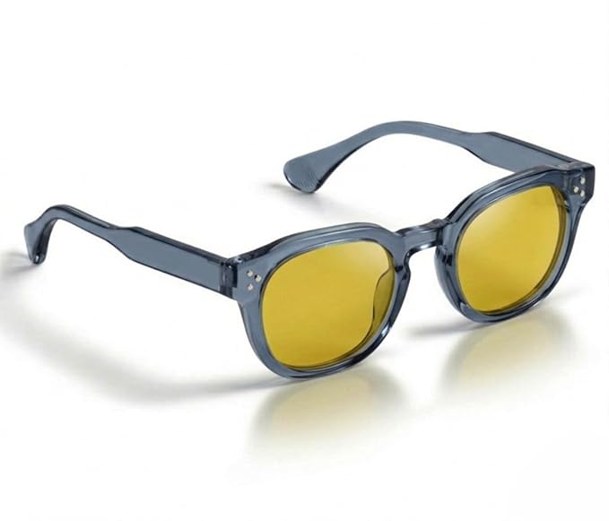 Night Driving yellow Sunglasses, HD Vision, UV Protected, Transparent Bluish Grey, Anti Glare, for Bike Riding and Car Driving