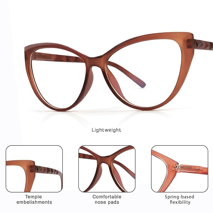 Brown cat-eye light weight frame for women ( power lens Available)