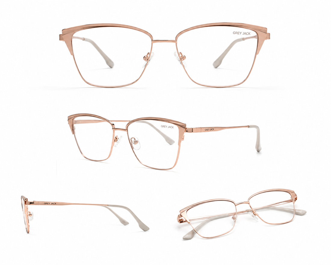 Cat-eye Metal clips on 3 in 1 frame rose gold colour | regular size power lens Available