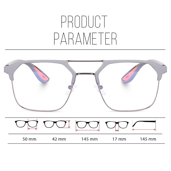 Eyeglasses Square Spectacles Clear Anti Blue Ray Blocking BlueCut Anti Glare Reduce zero Power Mobile computer Laptop Gaming protection For Men & Women (Free Size)