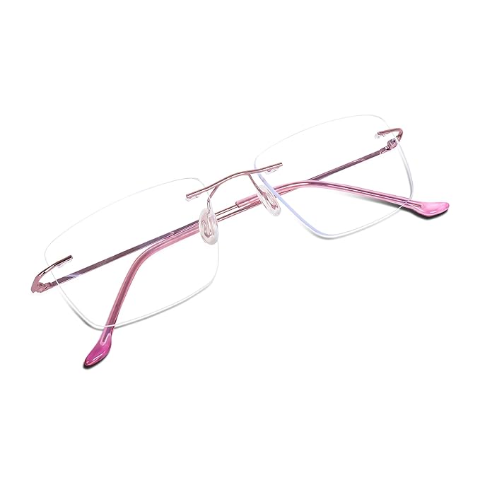 Pink Rimless Unisex Lightweight Frame for women