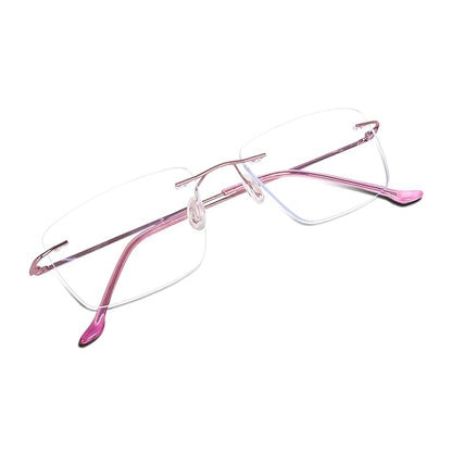 Pink Rimless Unisex Lightweight Frame for women