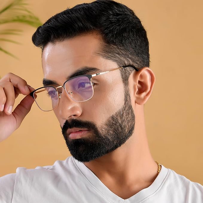 Square Spectacles Frames for Men Women | Metal titanium Frame ( power lens Available)