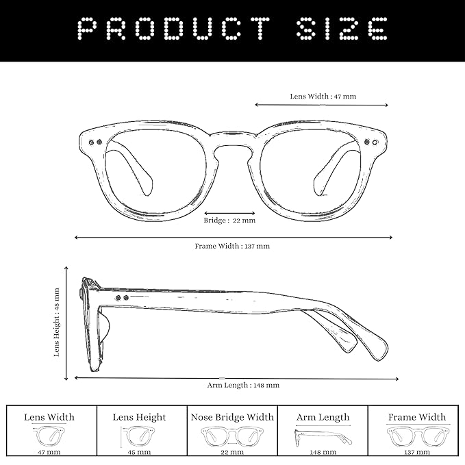 Dotted Series Panto Frame for Men &amp; Women | Retro Round Frame Lightweight ( power lens Available)