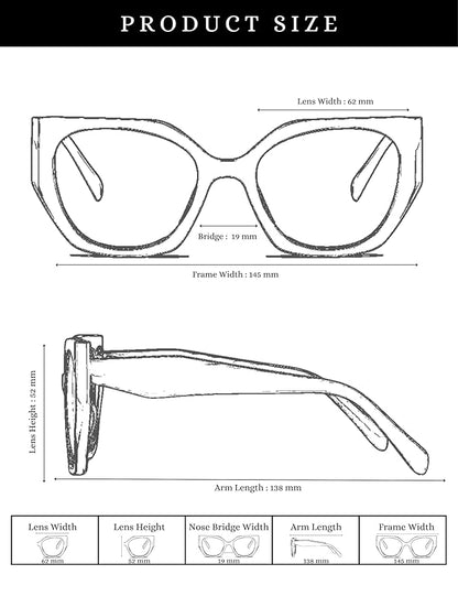 Diva Oversized Cateye Blue Light Blocking Computer Glasses for Men &amp; Women | Unisex Zero Power Eyeglasses for Men &amp; Women