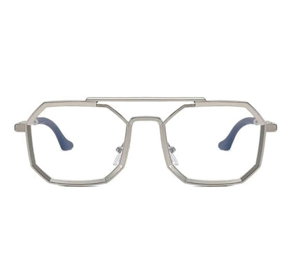 Hexagonal Square shape Matt silver Frame Eyeglasses trendy shape for men &amp; women ( power lens Available)