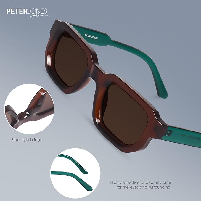 Peter Jones Brown Unisex Broad Frame Square UV/UB Protected Sunglasses for men and women