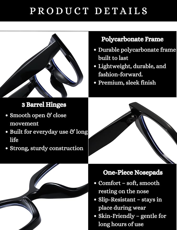 Diva Oversized Cateye Blue Light Blocking Computer Glasses for Men &amp; Women | Unisex Zero Power Eyeglasses for Men &amp; Women