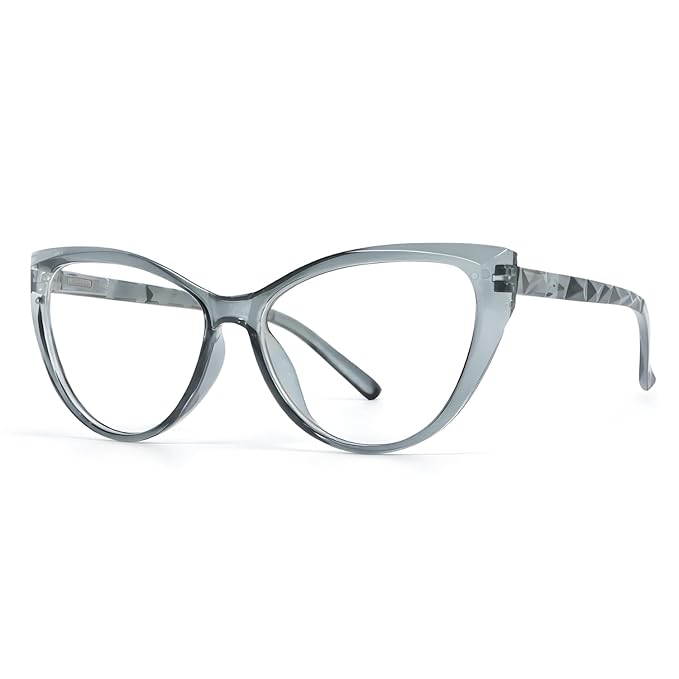 Grey Cateye Desiner Frame for women | watery grey tiny blue lens UV protection (power lens Available)