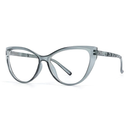 Grey Cateye Desiner Frame for women | watery grey tiny blue lens UV protection (power lens Available)