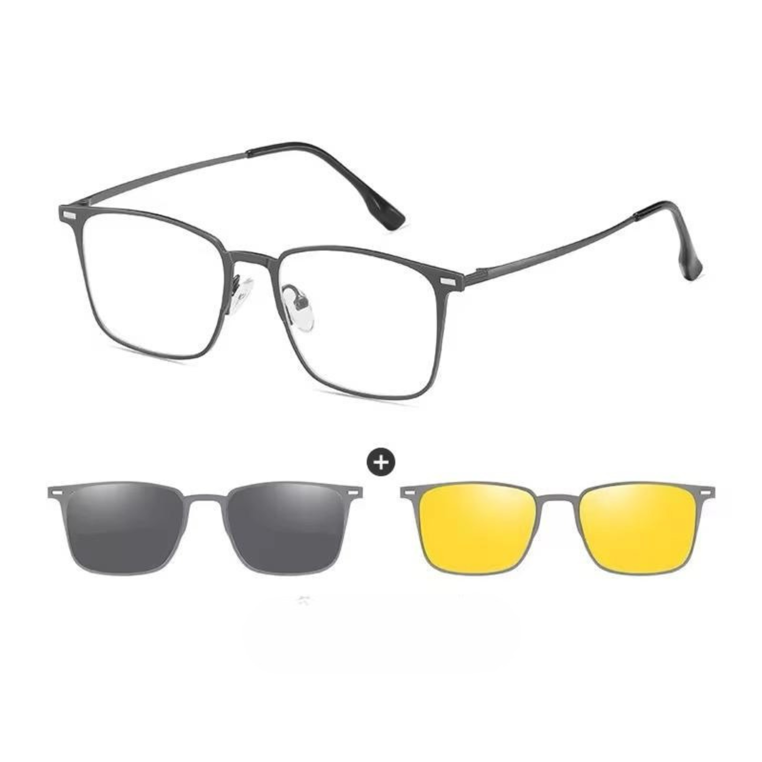 3-in-1 Magnetic Clip-On Eyeglasses | Polarized Day &amp; Night Driving Clips | Prescription available