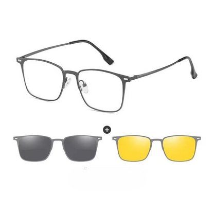 3-in-1 Magnetic Clip-On Eyeglasses | Polarized Day &amp; Night Driving Clips | Prescription available