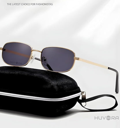 Vintage Rectangle Sunglasses for Men &amp; Women - UV Protected Narrow Goggles for Man Woman -