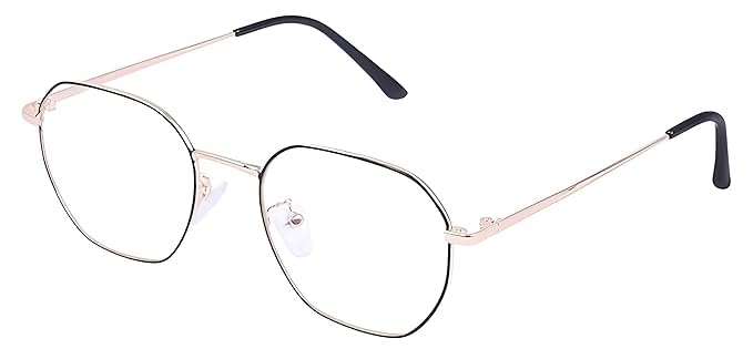 Metal hexagon frame silver &amp; black light weight frame for men &amp; women&