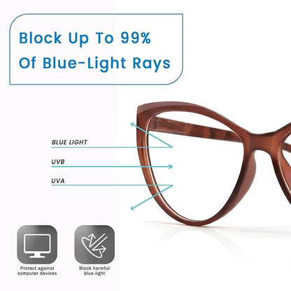 Brown cat-eye light weight frame for women ( power lens Available)
