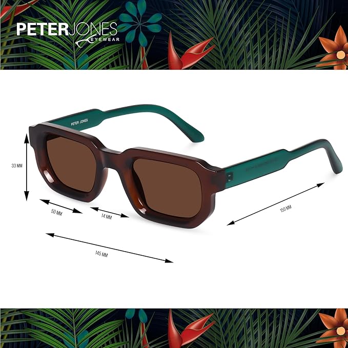 Peter Jones Brown Unisex Broad Frame Square UV/UB Protected Sunglasses for men and women