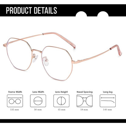 Rose Gold Cat-eye Metal light weight Frame for women ( power lens Available)