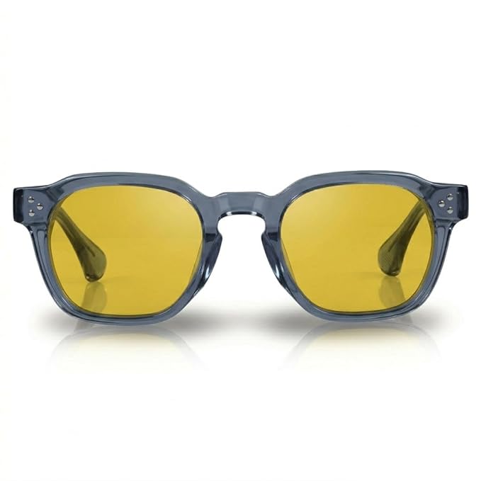 Night Driving yellow Sunglasses, HD Vision, UV Protected, Transparent Bluish Grey, Anti Glare, for Bike Riding and Car Driving