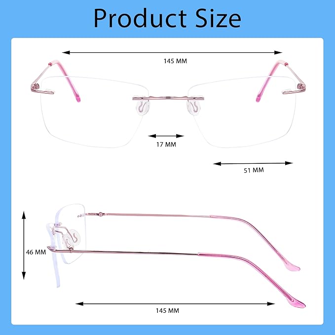 Pink Rimless Unisex Lightweight Frame for women