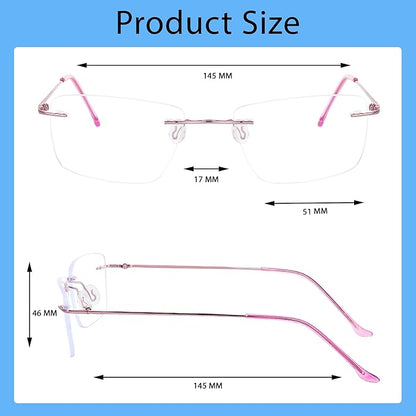 Pink Rimless Unisex Lightweight Frame for women