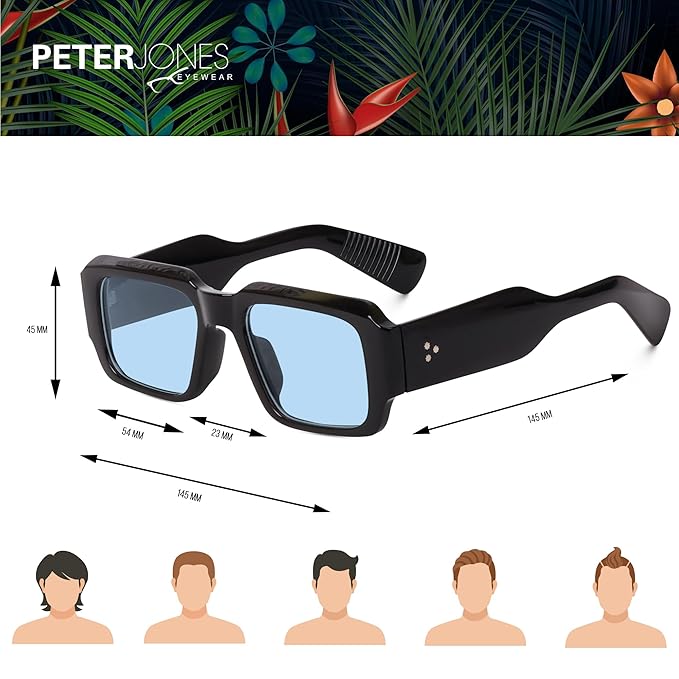 Peter Jones Rectangular Unisex Oversized UV/UB Protected Sunglasses (3766)