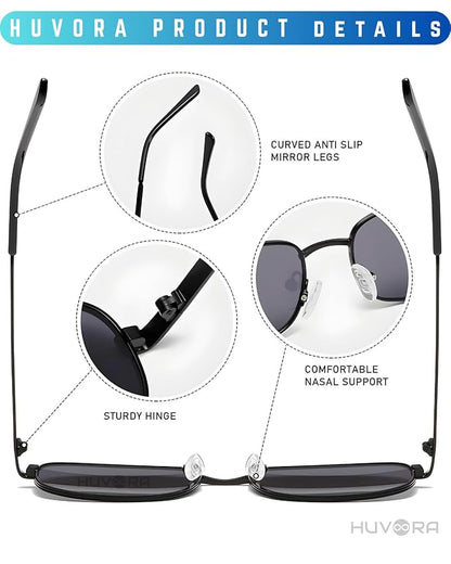 Vintage Rectangle Sunglasses for Men &amp; Women - UV Protected Narrow Goggles for Man Woman -