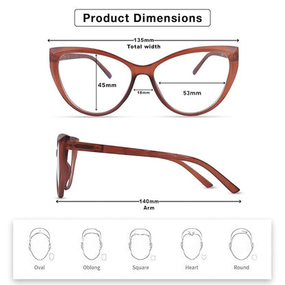 Brown cat-eye light weight frame for women ( power lens Available)