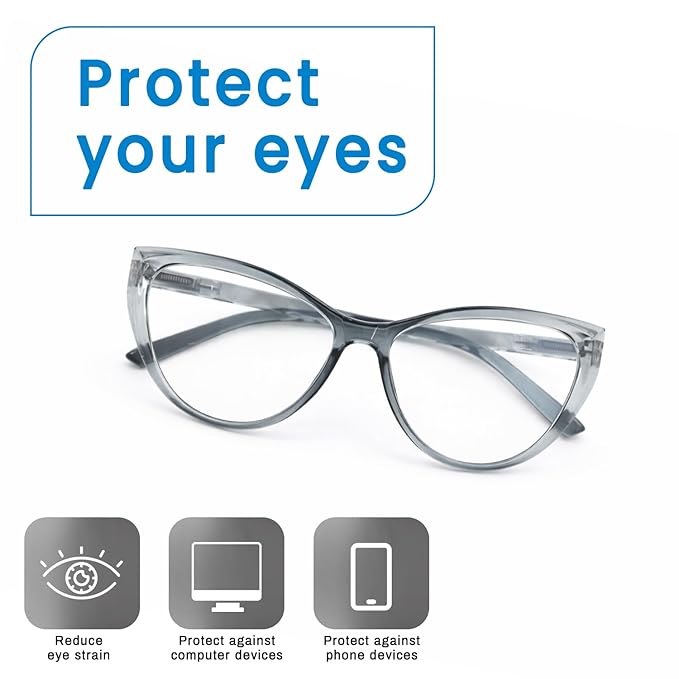 Grey Cateye Desiner Frame for women | watery grey tiny blue lens UV protection (power lens Available)