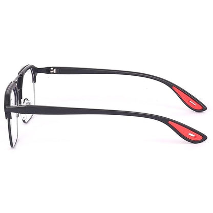 Half-Rim Aviator Eyeglasses Frame, Grey and Orange, Metal and Plastic, Double Bridge, Clear Lens