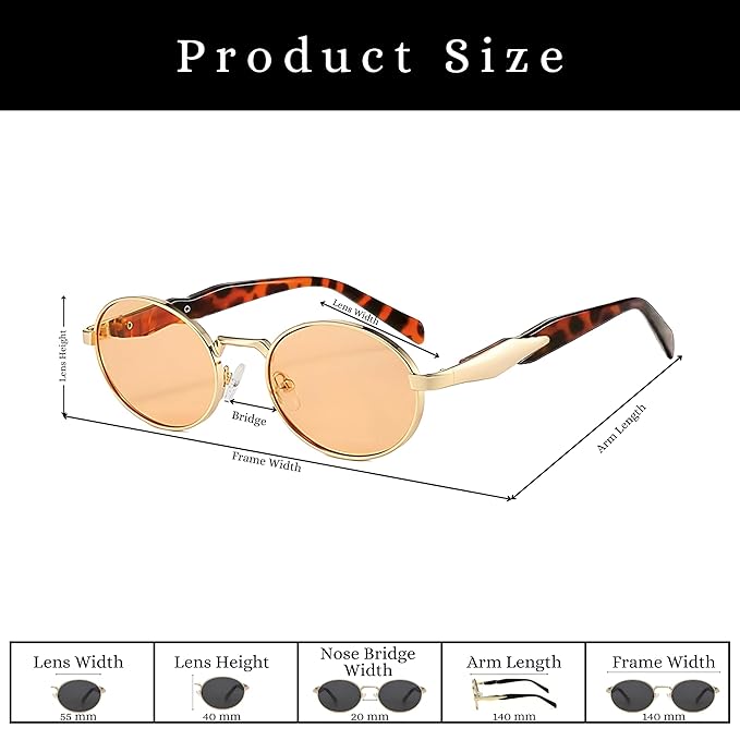 Flaunt Series Retro Oval Ellipse Sunglasses for Men &amp; Women | UV400 Protection | Dubai trendy glasses