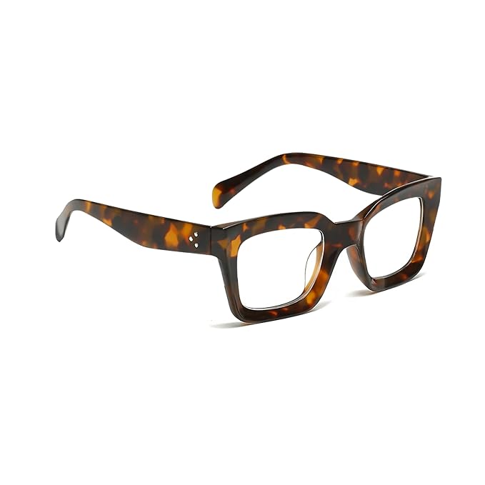 Flaunt Dotted Series Oversized Square Blue Light Blocking Glasses for Women &amp; Men | Thick Bold Stylish
