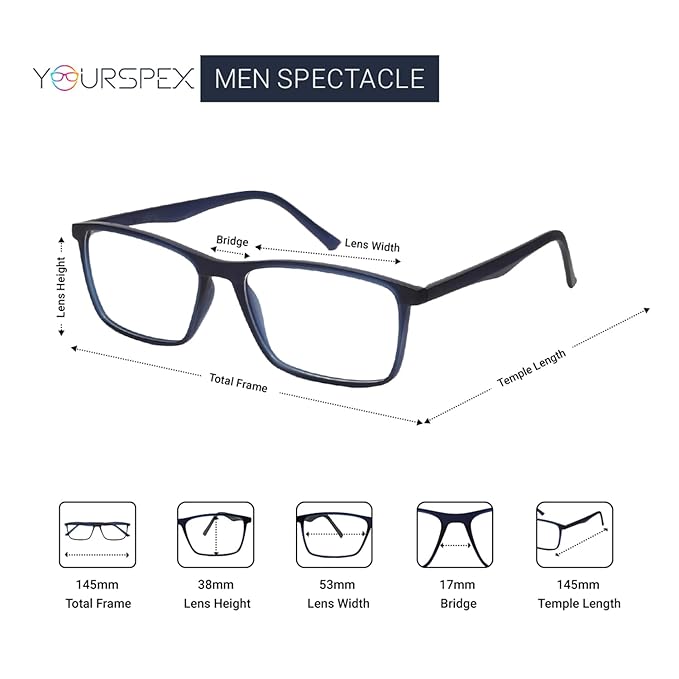 Full Rim Rectangular | For Men &amp; Women | Medium size lightweight frame