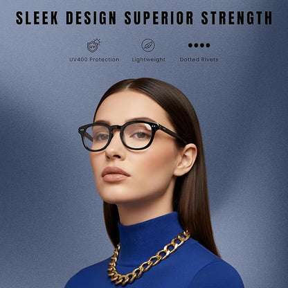 Dotted Series Panto Frame for Men &amp; Women | Retro Round Frame Lightweight ( power lens Available)