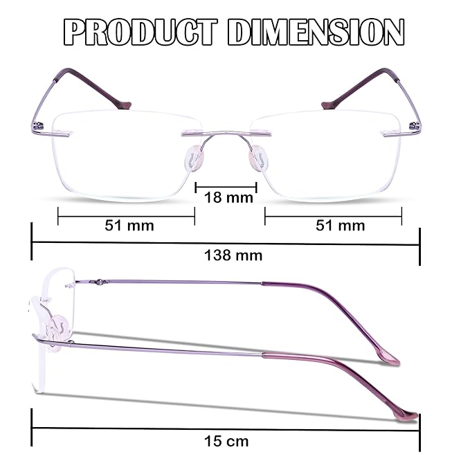 Titanium Glasses Frame , Rimless Frameless Optical Eyewear Eyeglasses for Men and Women