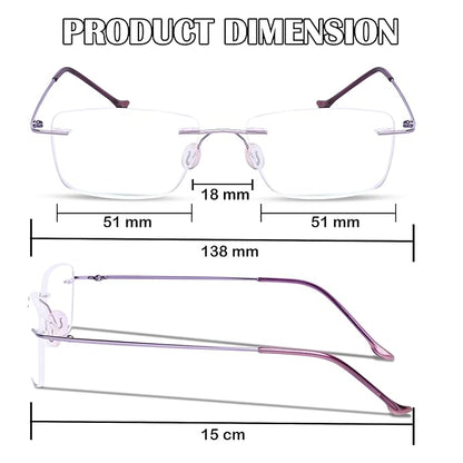 Titanium Glasses Frame , Rimless Frameless Optical Eyewear Eyeglasses for Men and Women