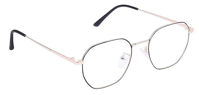 Metal hexagon frame silver &amp; black light weight frame for men &amp; women&