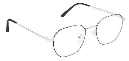 Metal hexagon frame silver &amp; black light weight frame for men &amp; women&