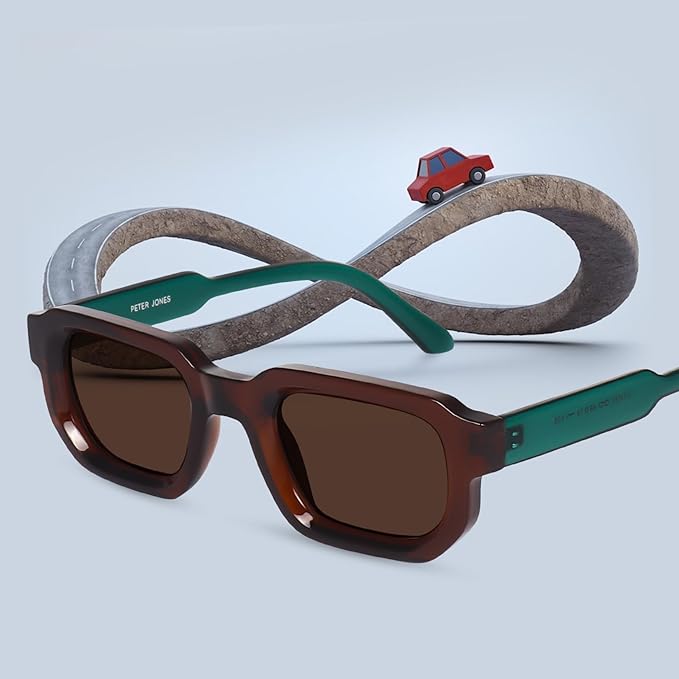 Peter Jones Brown Unisex Broad Frame Square UV/UB Protected Sunglasses for men and women