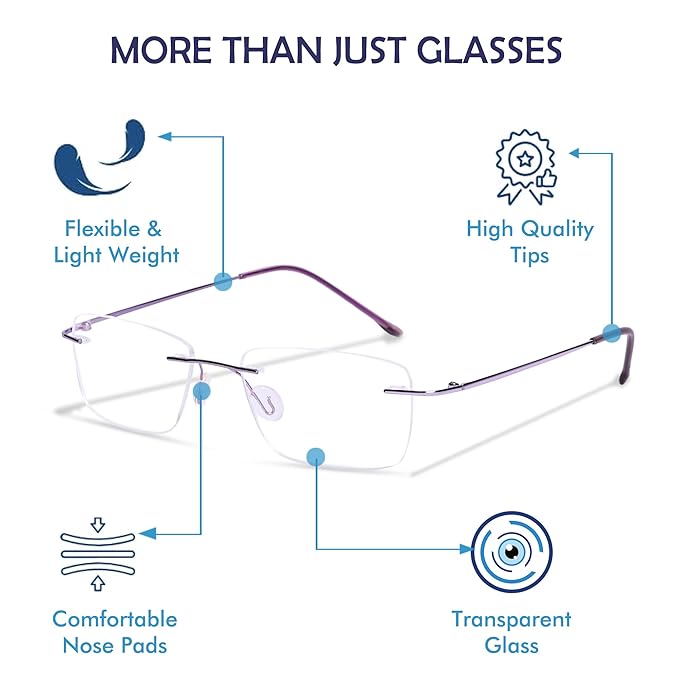Titanium Glasses Frame , Rimless Frameless Optical Eyewear Eyeglasses for Men and Women
