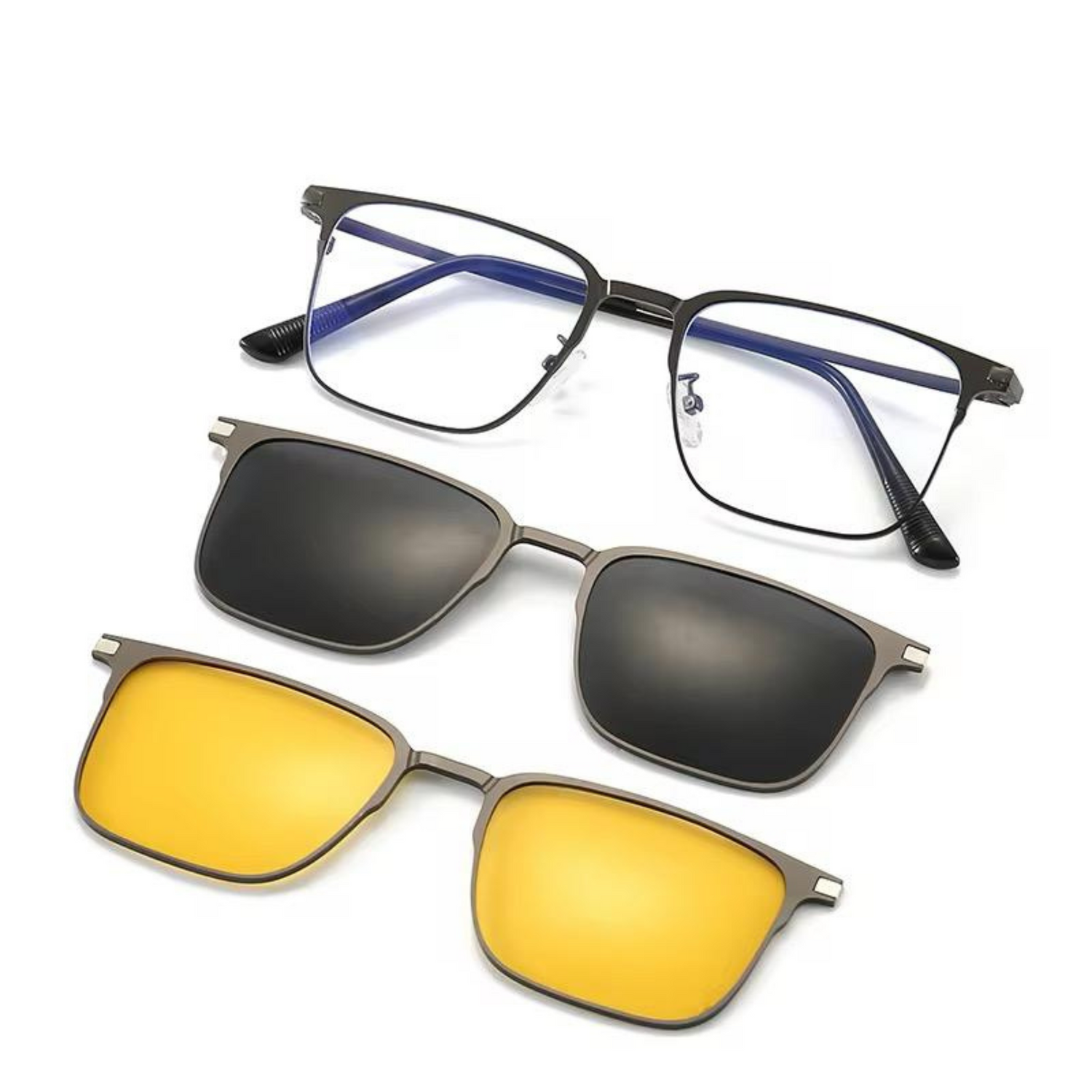 3-in-1 Magnetic Clip-On Eyeglasses | Polarized Day &amp; Night Driving Clips | Prescription available