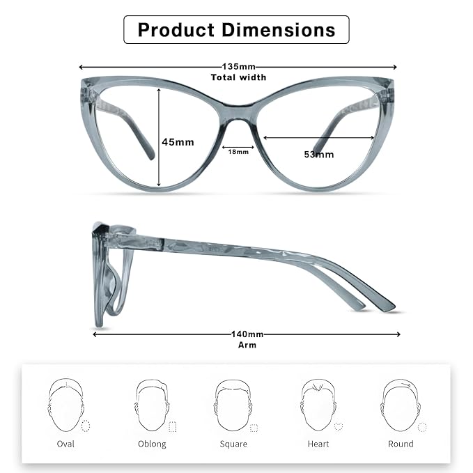 Grey Cateye Desiner Frame for women | watery grey tiny blue lens UV protection (power lens Available)