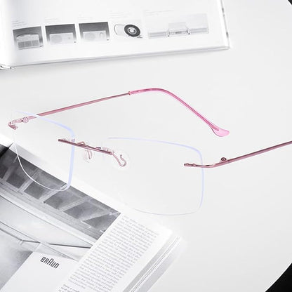 Pink Rimless Unisex Lightweight Frame for women