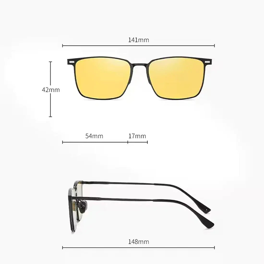 3 in 1 Magnetic Clip on Glasses for Men and Women | Polarized  Sunglasses clips | Titanium Frame Yellow Glasses for Driving