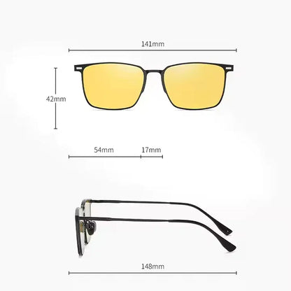3 in 1 Magnetic Clip on Glasses for Men and Women | Polarized  Sunglasses clips | Titanium Frame Yellow Glasses for Driving