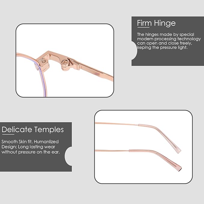 Rose Gold Cat-eye Metal light weight Frame for women ( power lens Available)