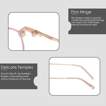 Rose Gold Cat-eye Metal light weight Frame for women ( power lens Available)