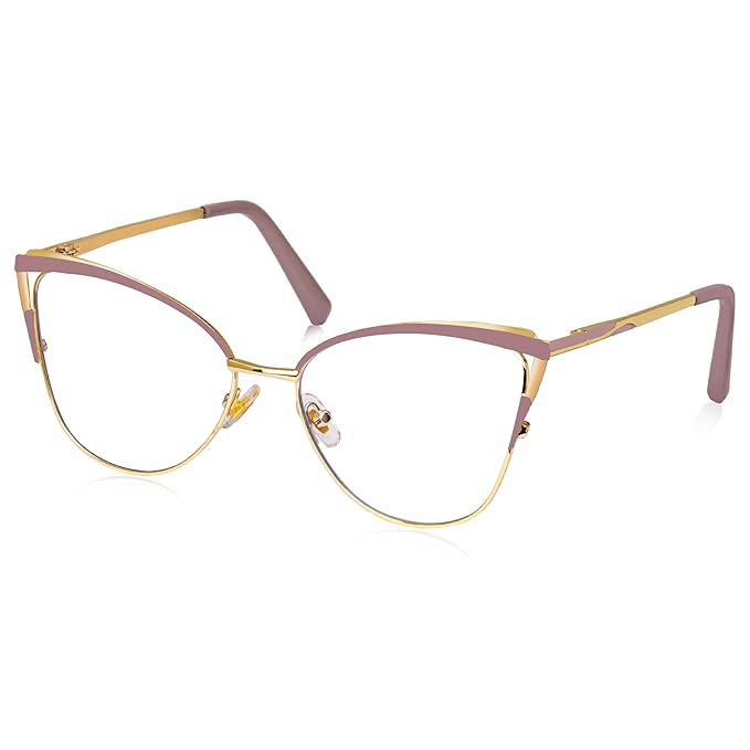 Golden tone metal Cateye frame for women ( power lens Available)