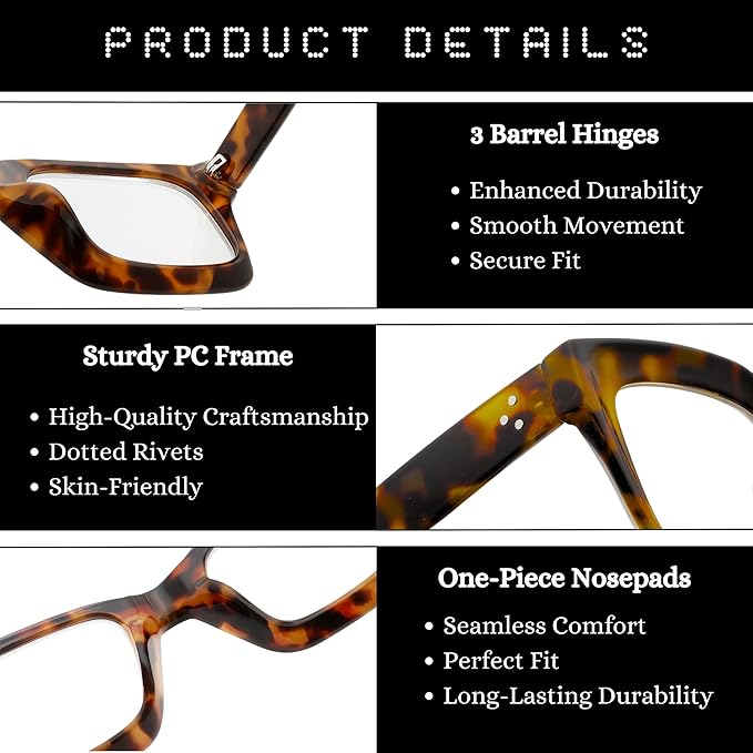 Flaunt Dotted Series Oversized Square Blue Light Blocking Glasses for Women &amp; Men | Thick Bold Stylish